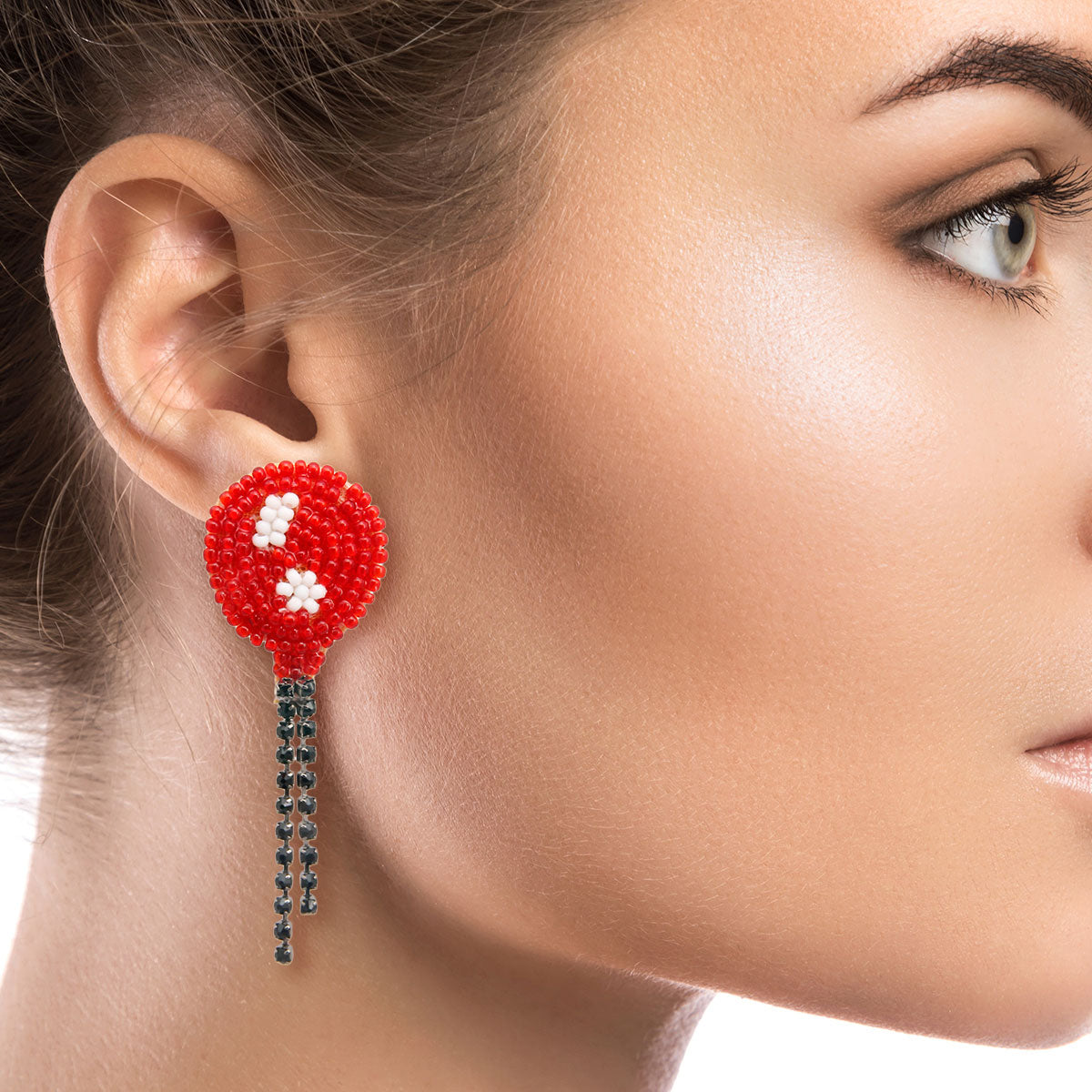 Red Balloon Bead Earrings