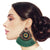 Floral Bead Green Tassel Earrings