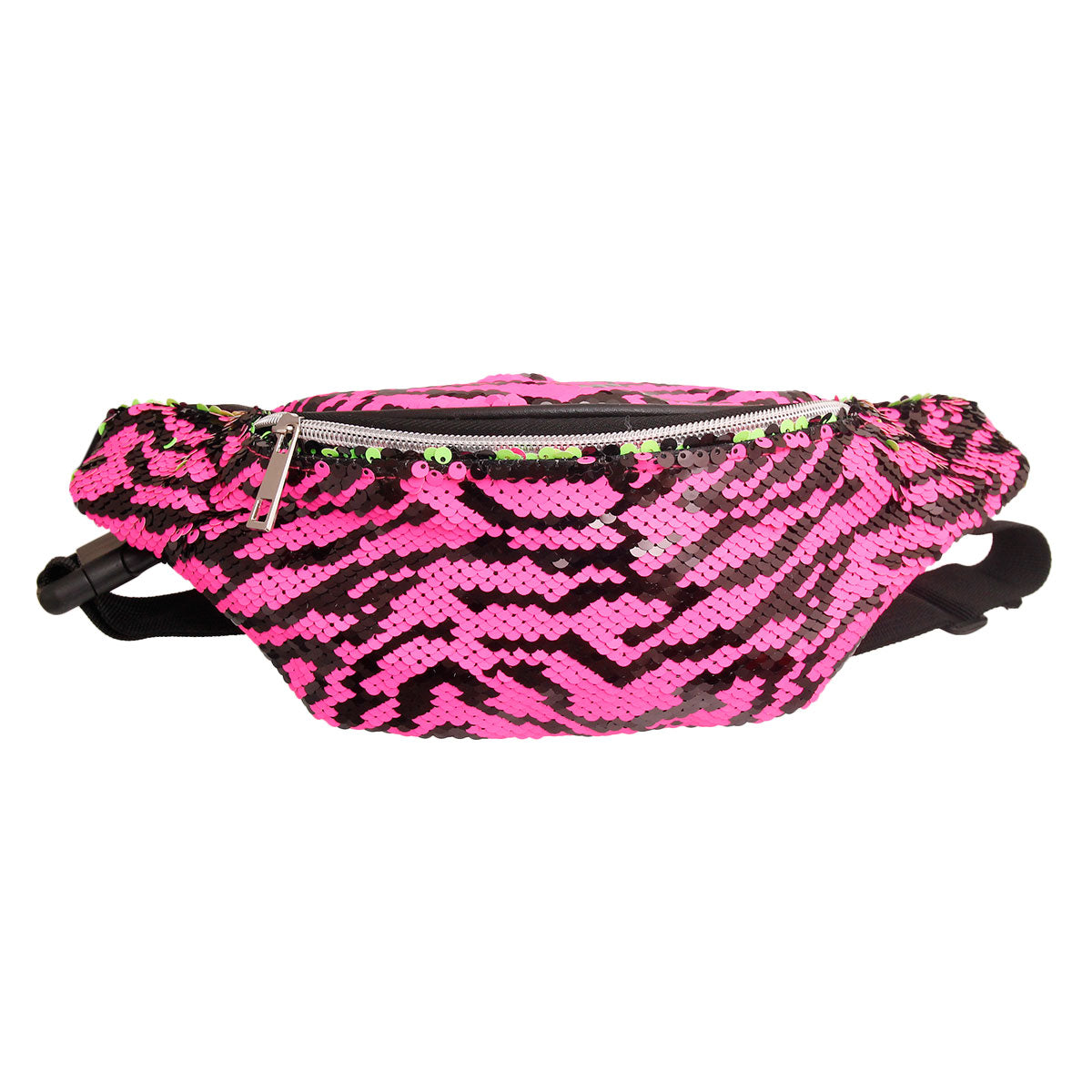 Fuchsia Sequin Zebra Print Fanny Pack