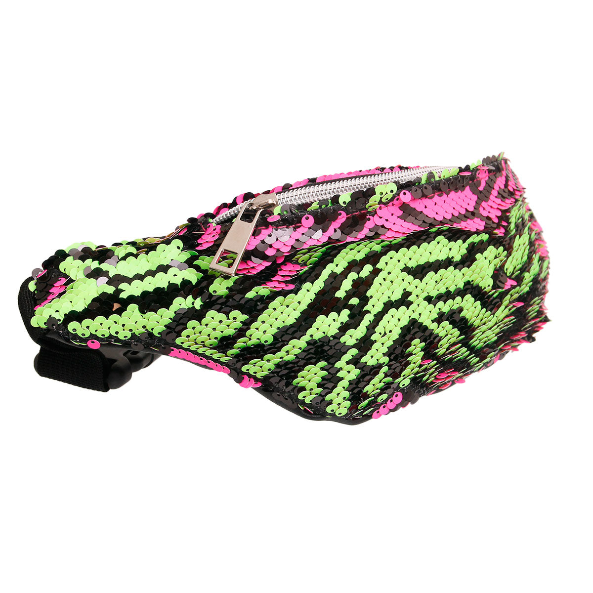 Fuchsia Sequin Zebra Print Fanny Pack