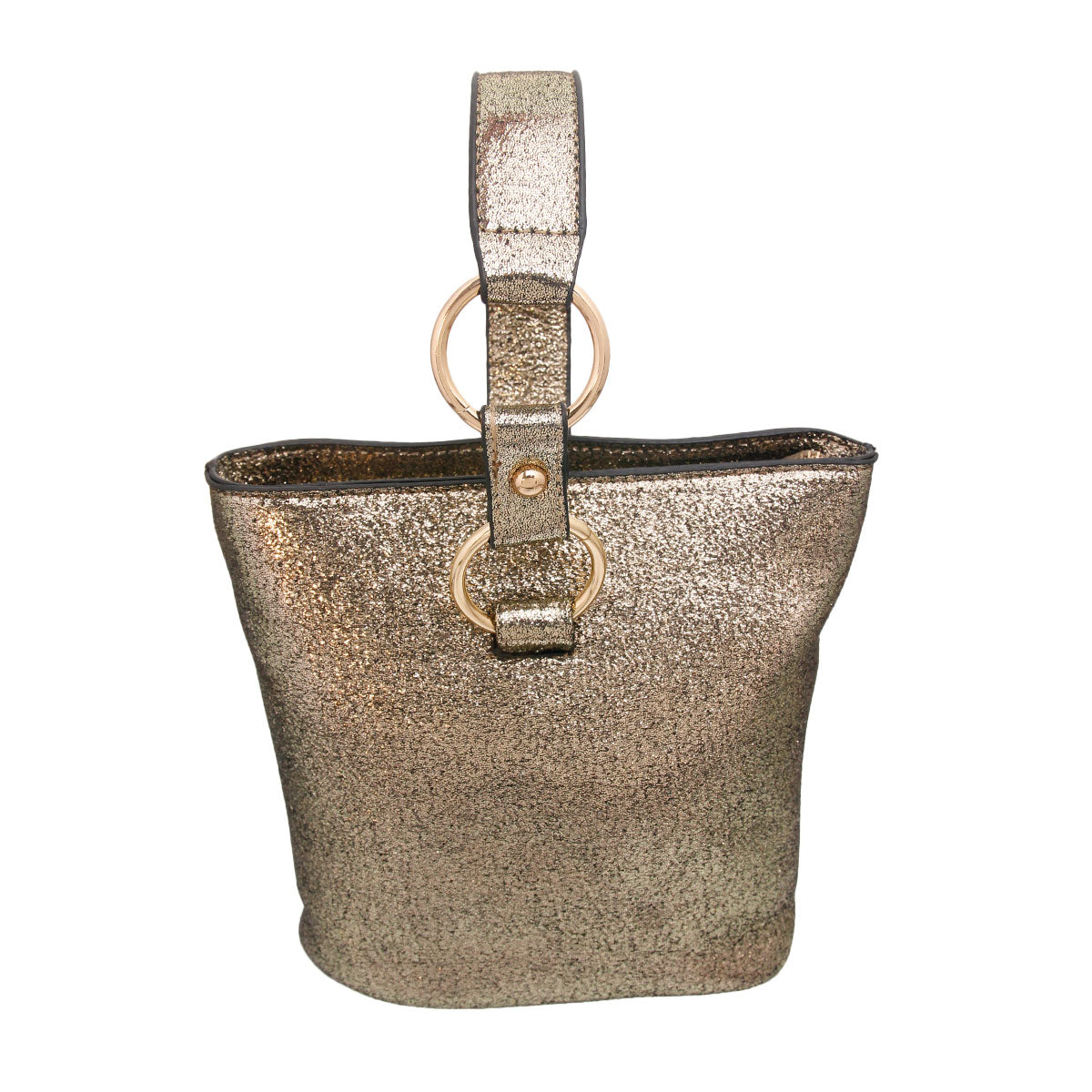 Gold Glitter Bucket Wristlet Bag