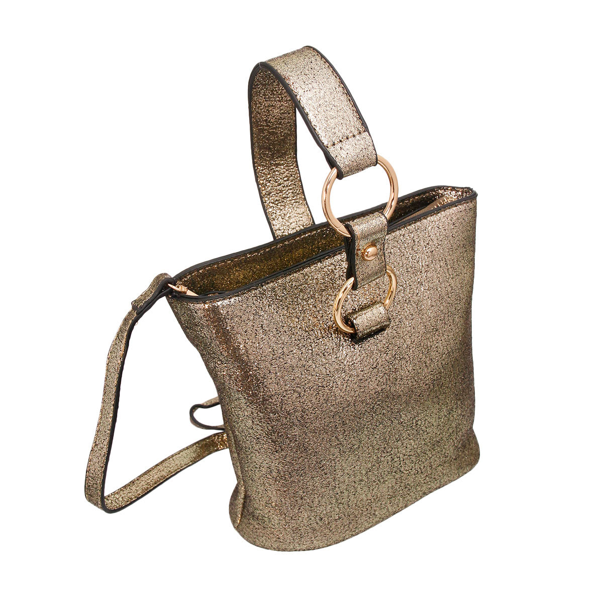 Gold Glitter Bucket Wristlet Bag