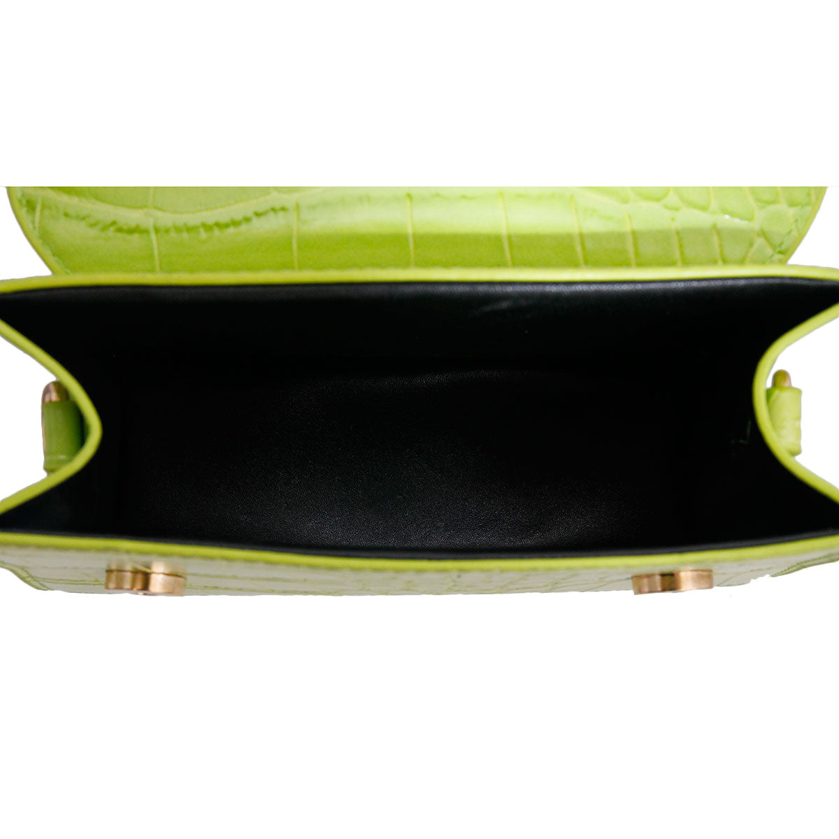 Green Croc Flap Satchel Handbag