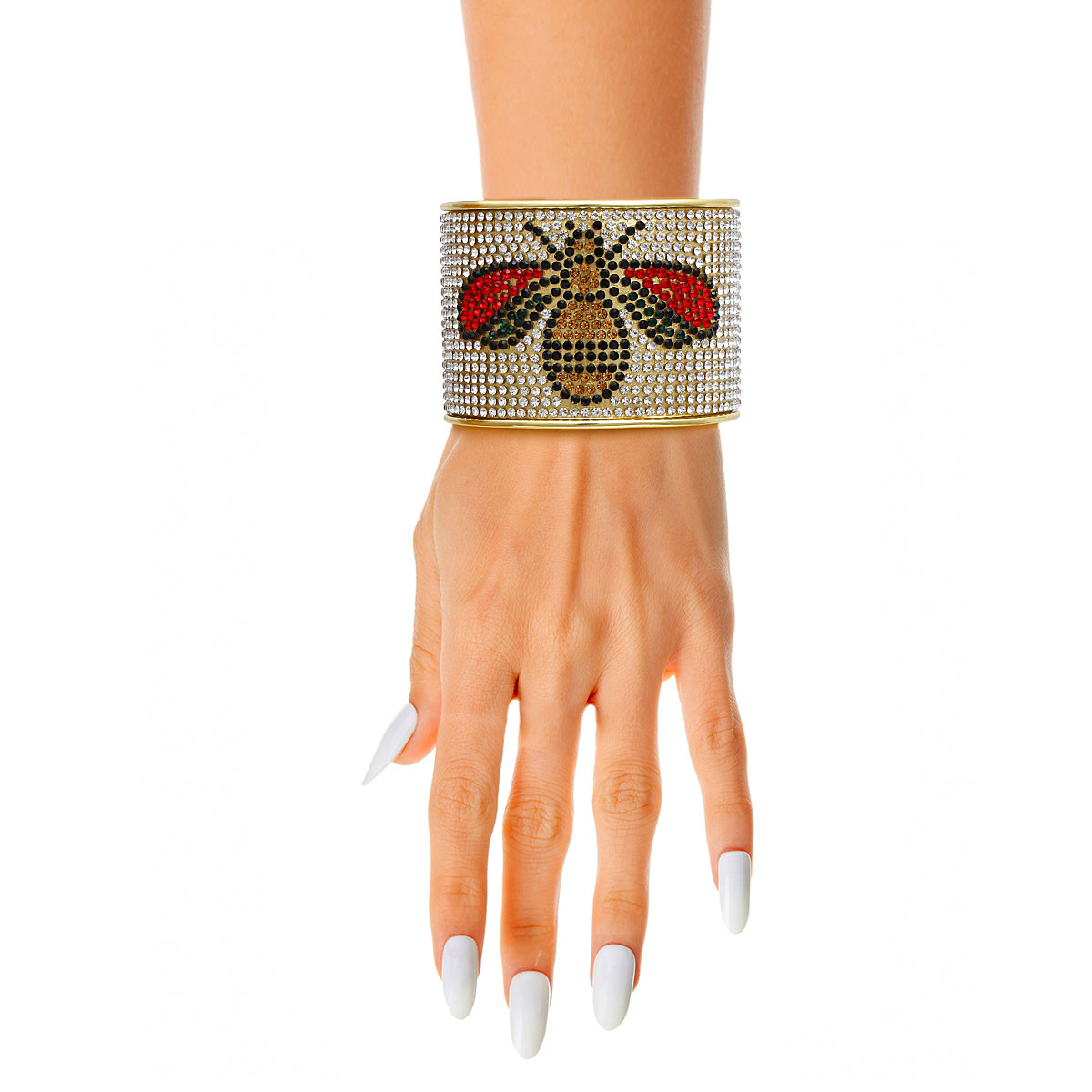 Rhinestone Bee Gold Cuff