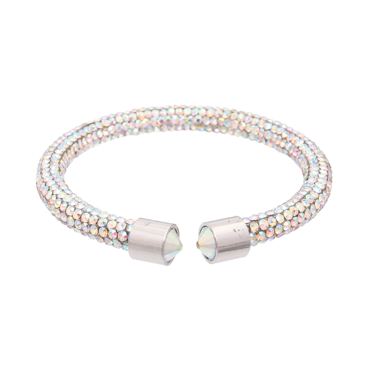 Silver Aurora Borealis Rhinestone Wrap Bangle