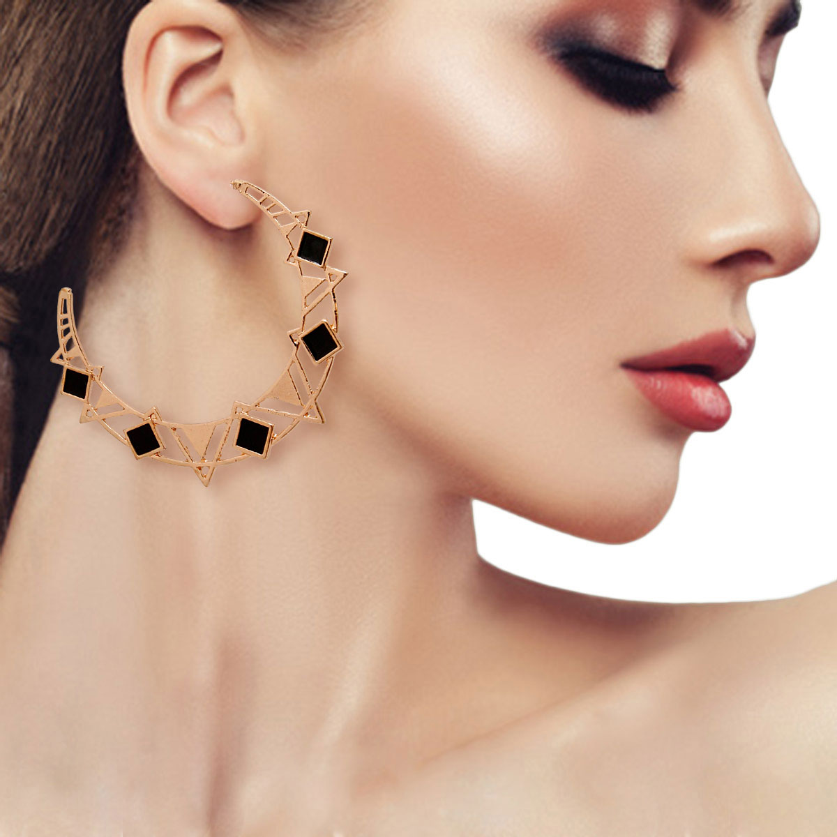 Black Geometric Hoops