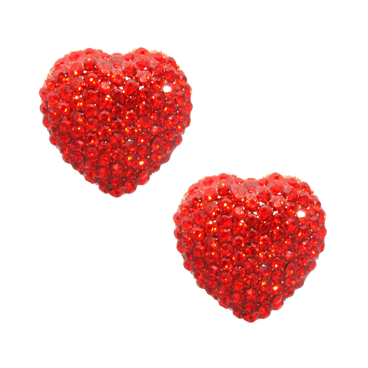 Red Rhinestone Heart Studs