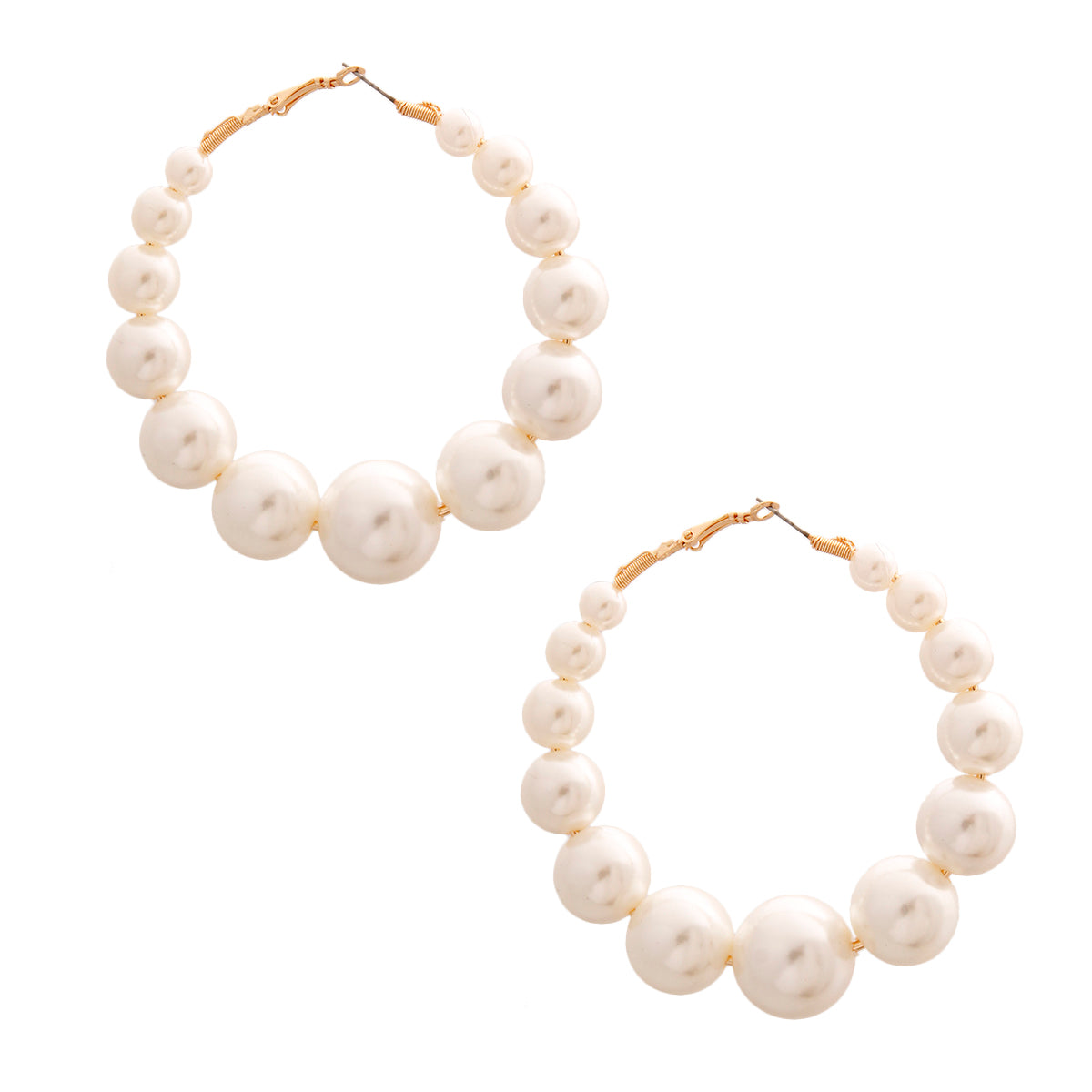 Graduated Cream Pearl Hoops