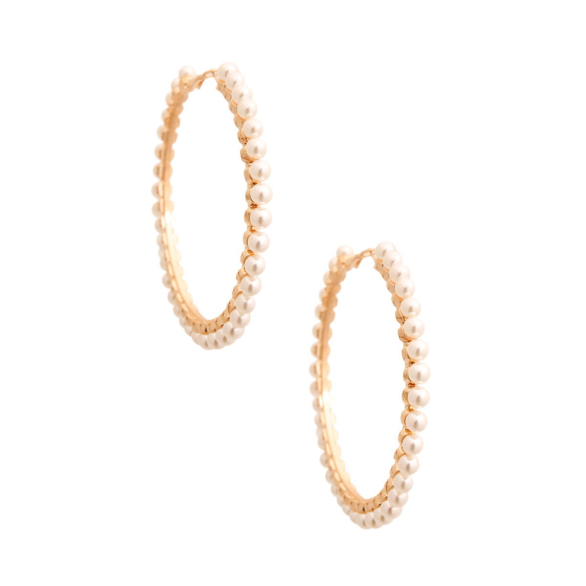 Cream Pearl 3 inch Hoops