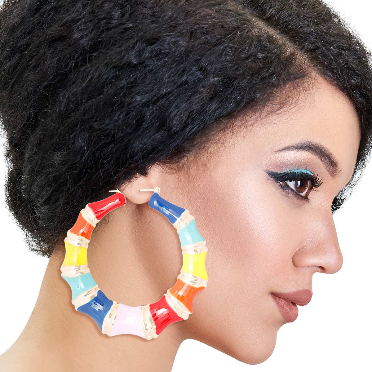 Rainbow Color Bamboo Hoops