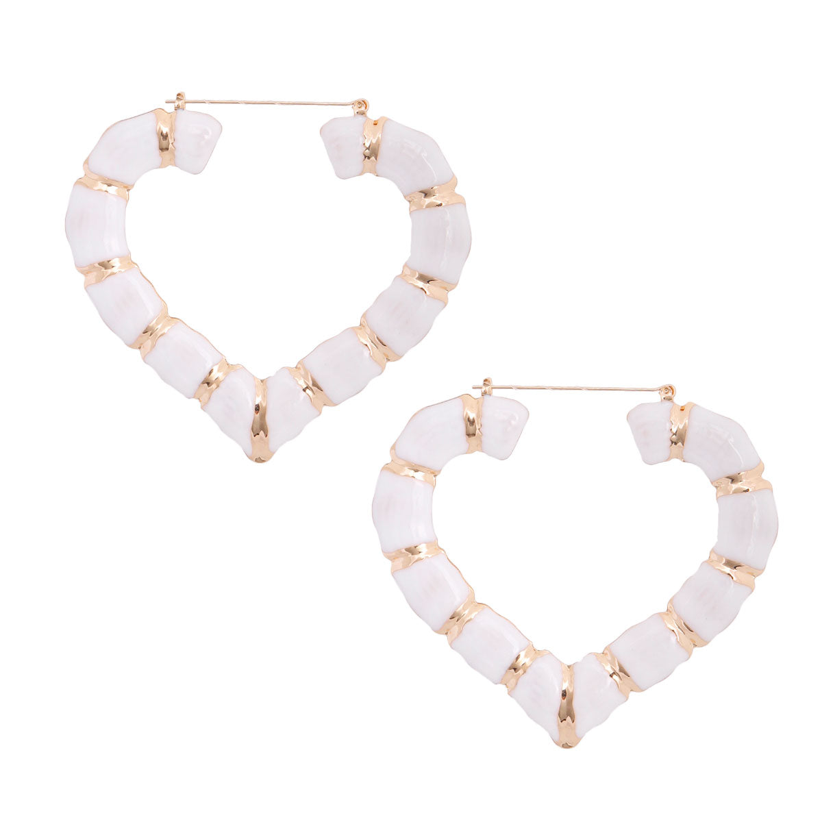 White Heart Bamboo Hoops