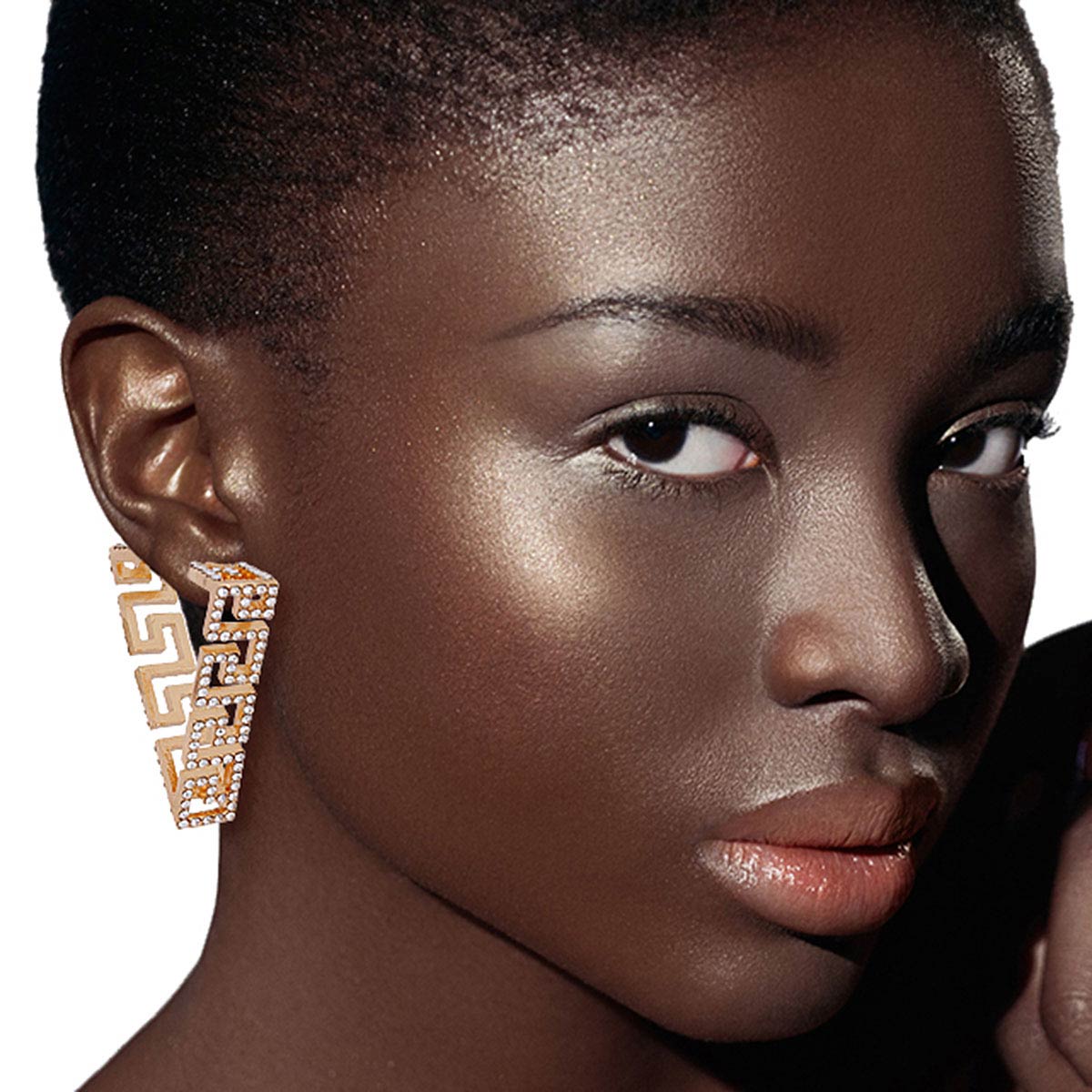 Gold Greeky Triangle Wide Hoops