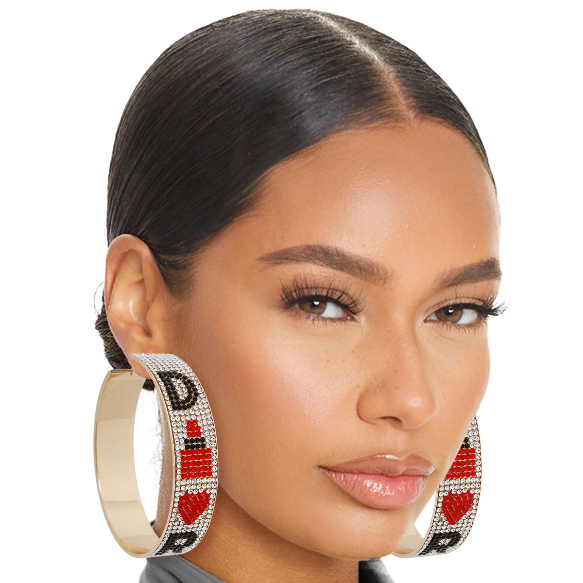 Red Black Dior Wide Metal Hoops