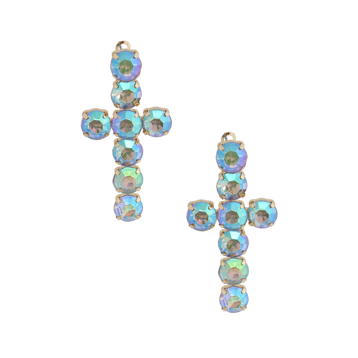 Aurora Borealis Crystal Cross Hoops