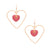 Gold Drop Pink Heart Earrings