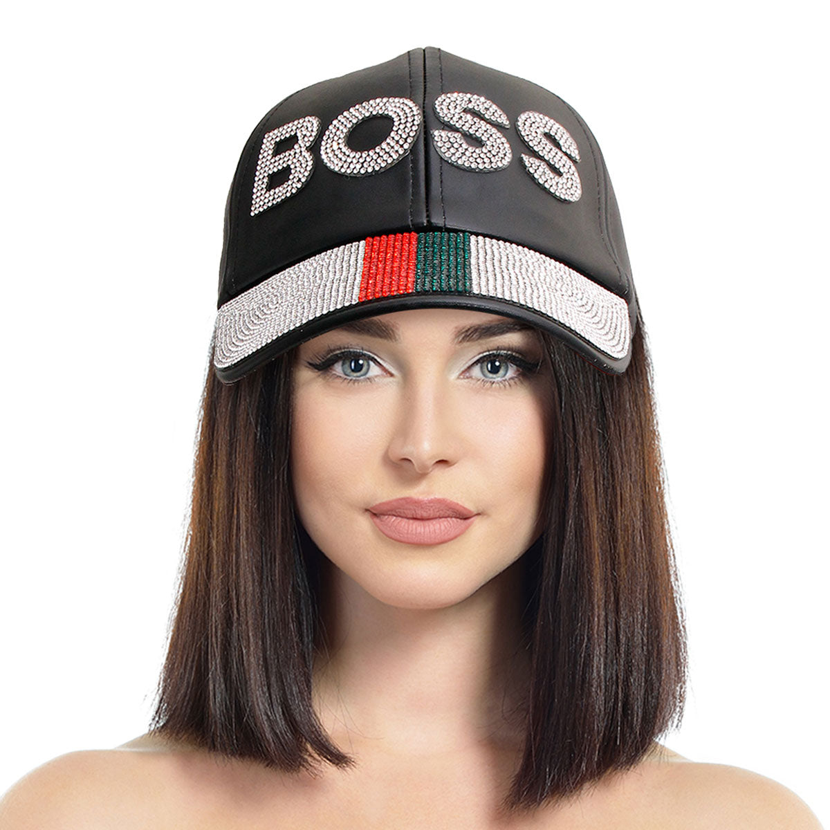 Designer Style Leather BOSS Cap