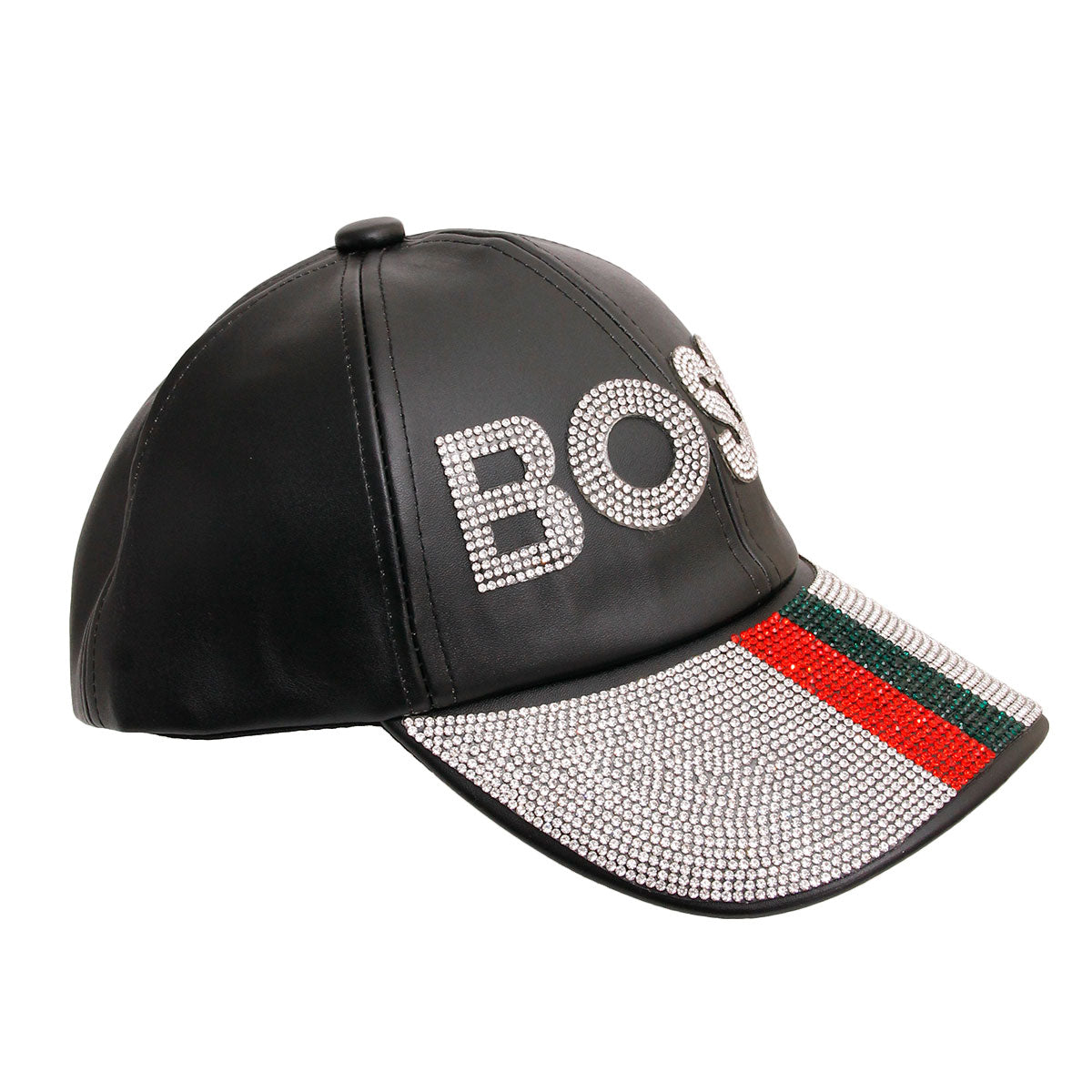 Designer Style Leather BOSS Cap