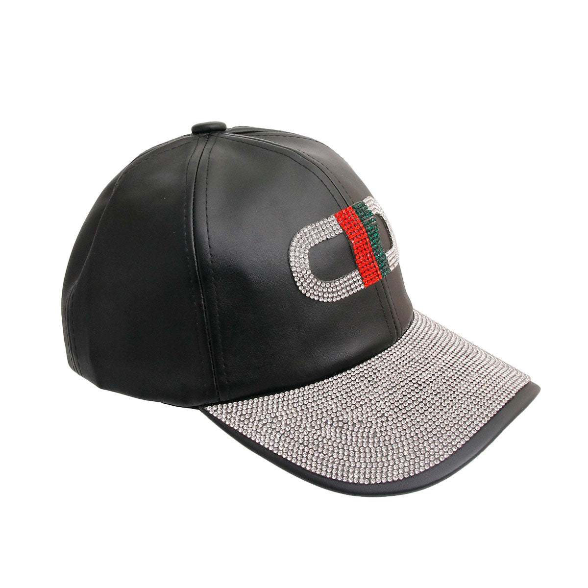 Black Designer Rhinestone Cap