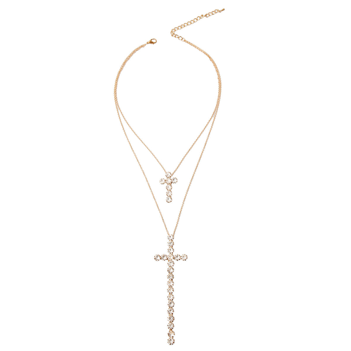 Double Cross Pendant Necklace