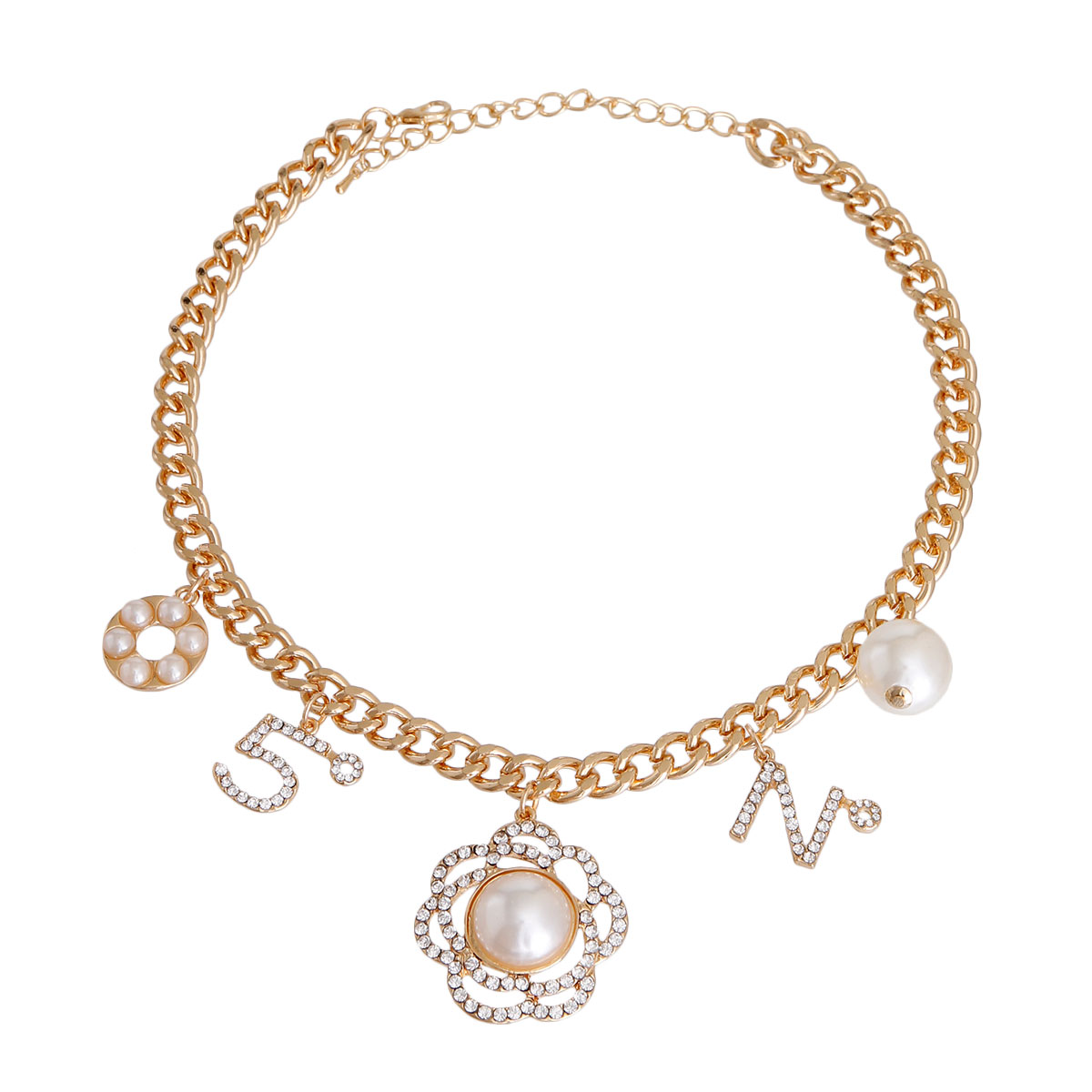 Gold No 5 Charm Chain