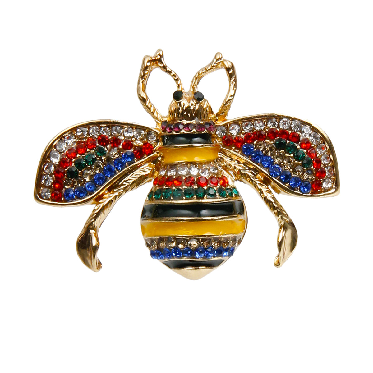 Designer Style Multi Color Rhinestone Bee Stretch Ring