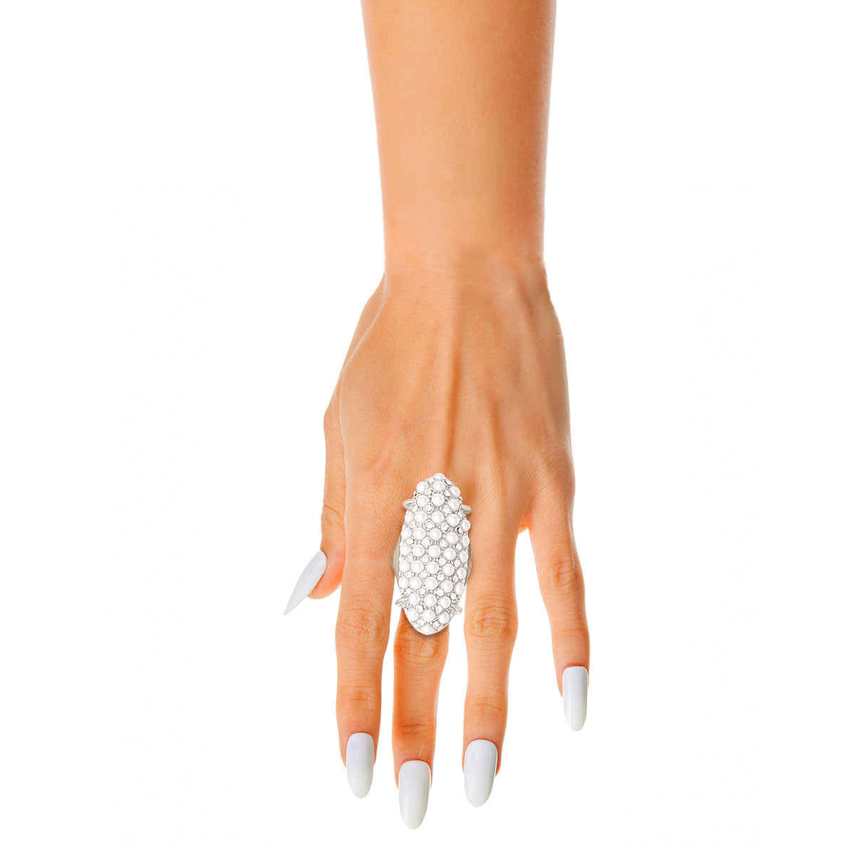 Elongated White Pearl Ring