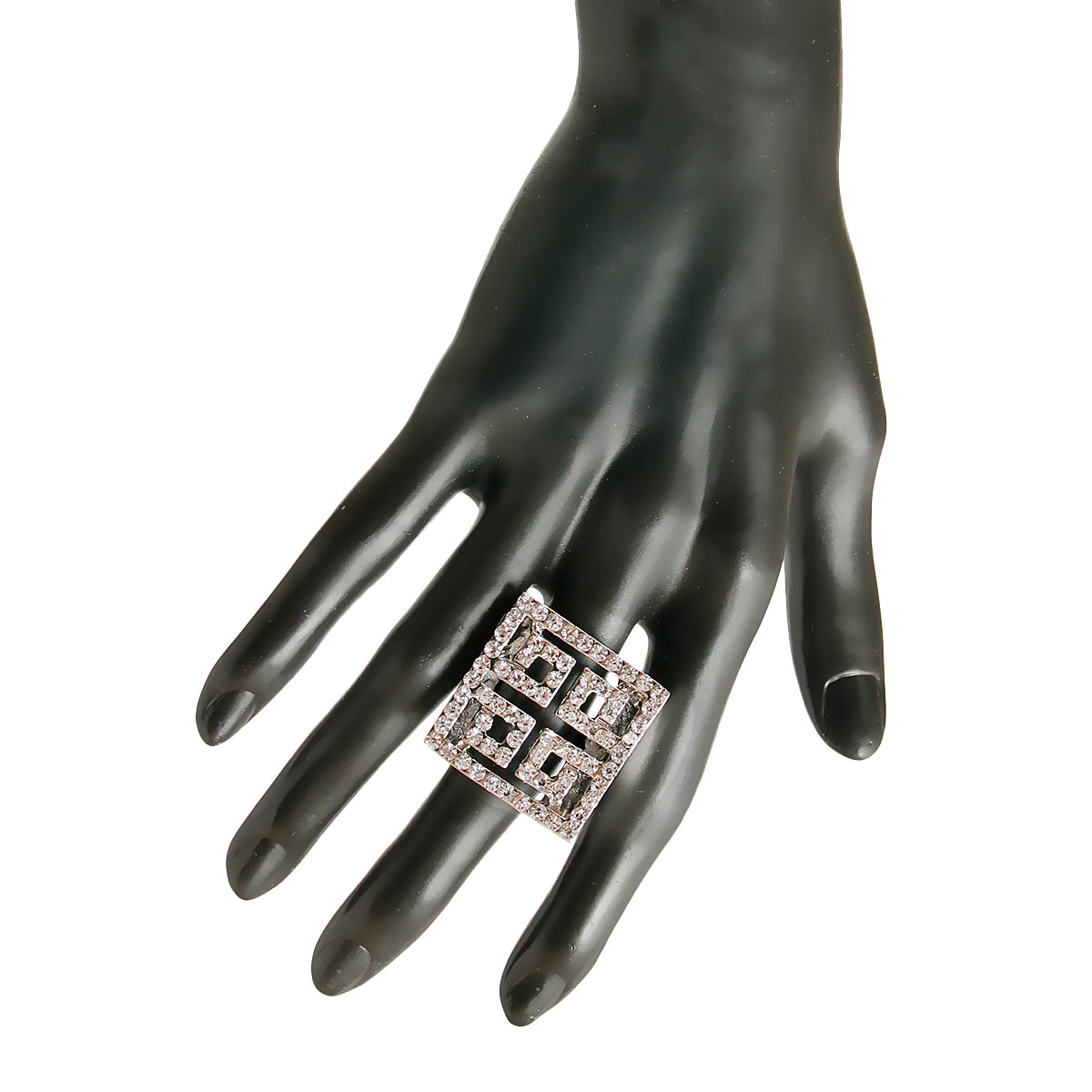 Silver Designer Rhinestone Ring