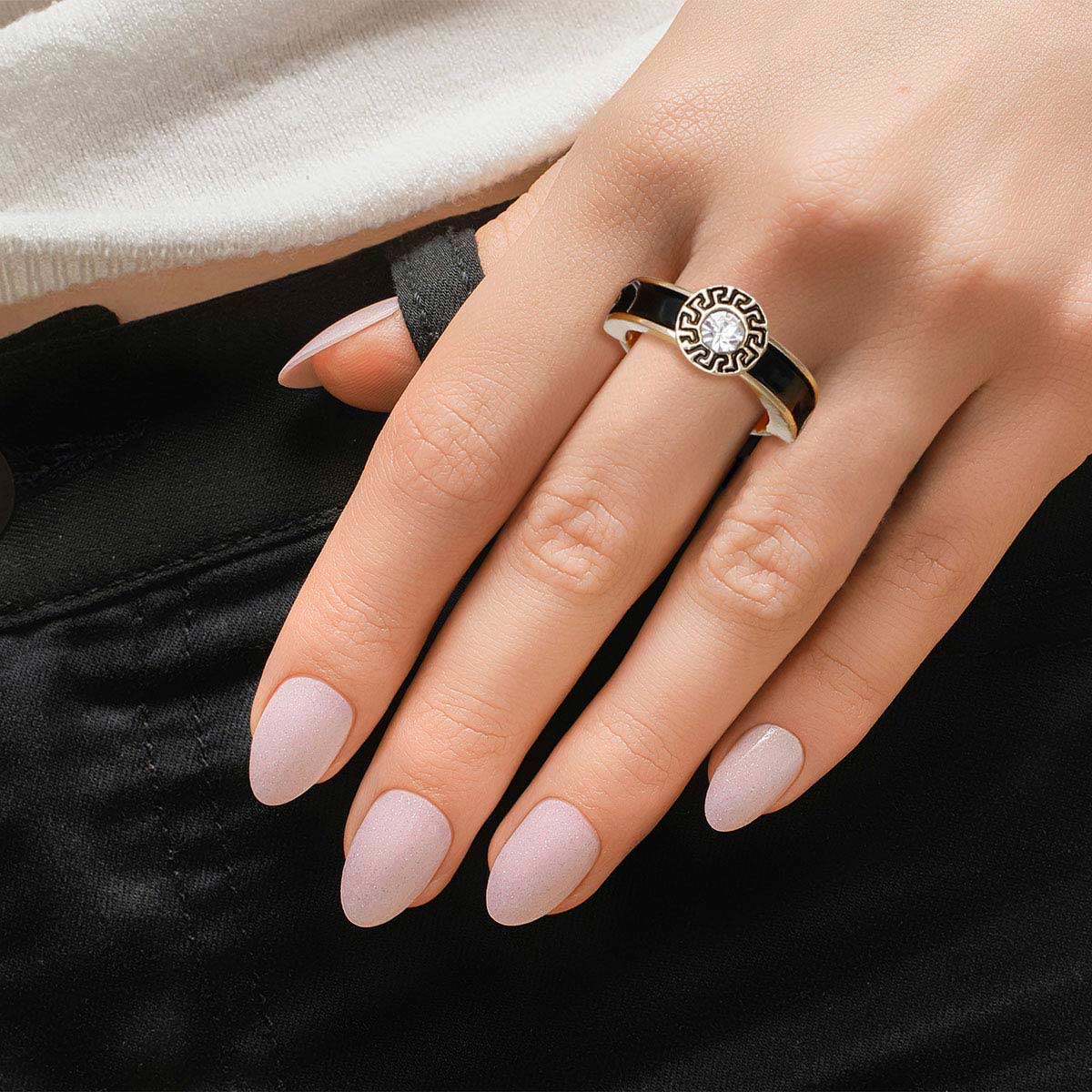Black Greek Medallion Ring