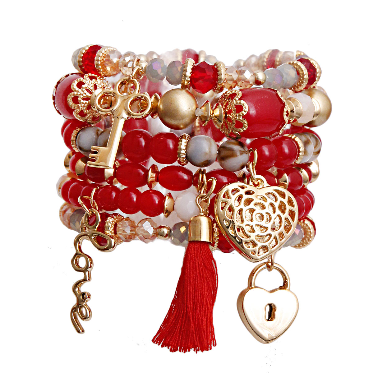 Red Glass Bead Love Bracelets