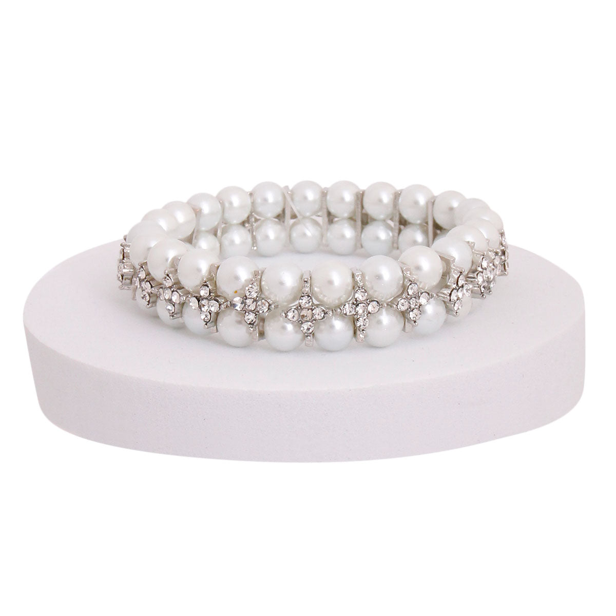 White Pearl Cross Bracelet
