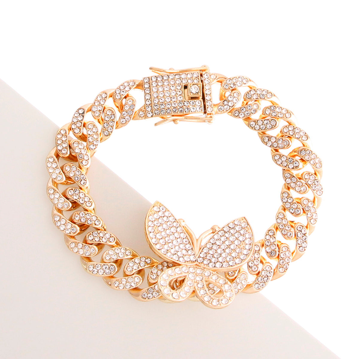 Iced Gold Butterfly Cuban Bracelet