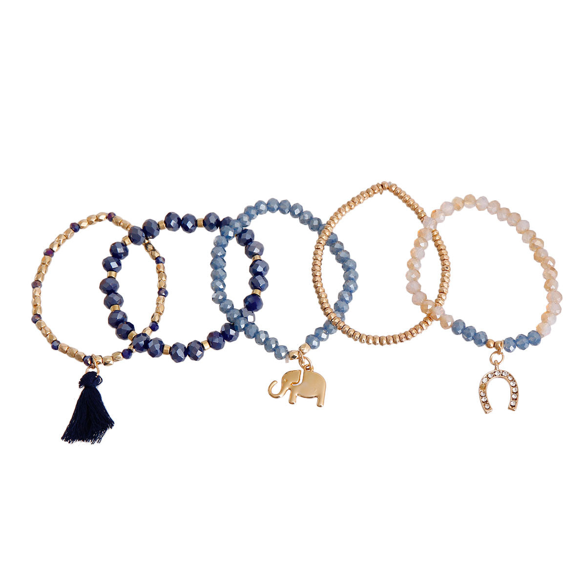 Navy Glass Bead Lucky Bracelets