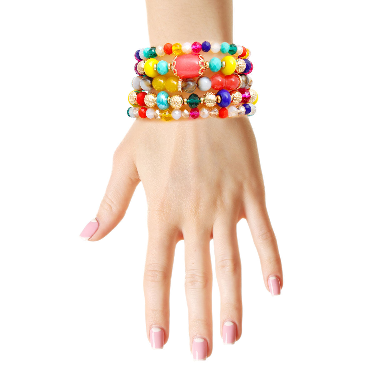 5 Pcs Rainbow Glass Bead Bracelets