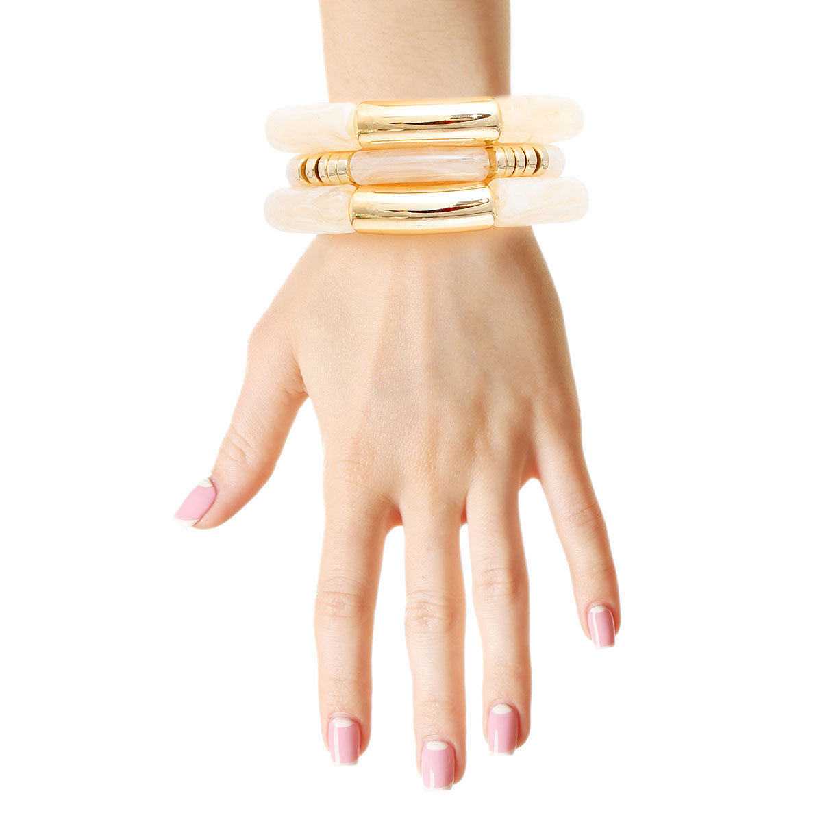 Light Brown Tube Stretch Bangle Set