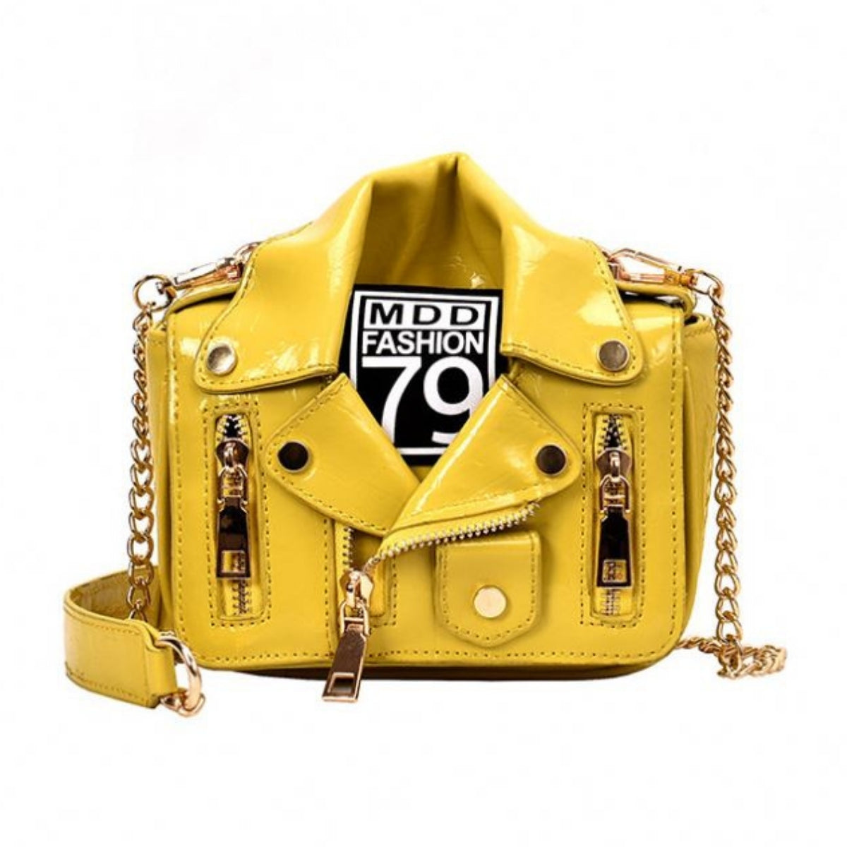 Yellow Moto Crossbody Bag