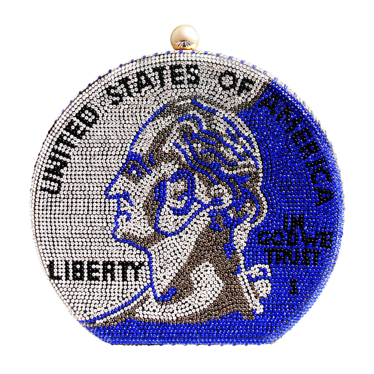 Blue Bling US Coin Luxury Clutch