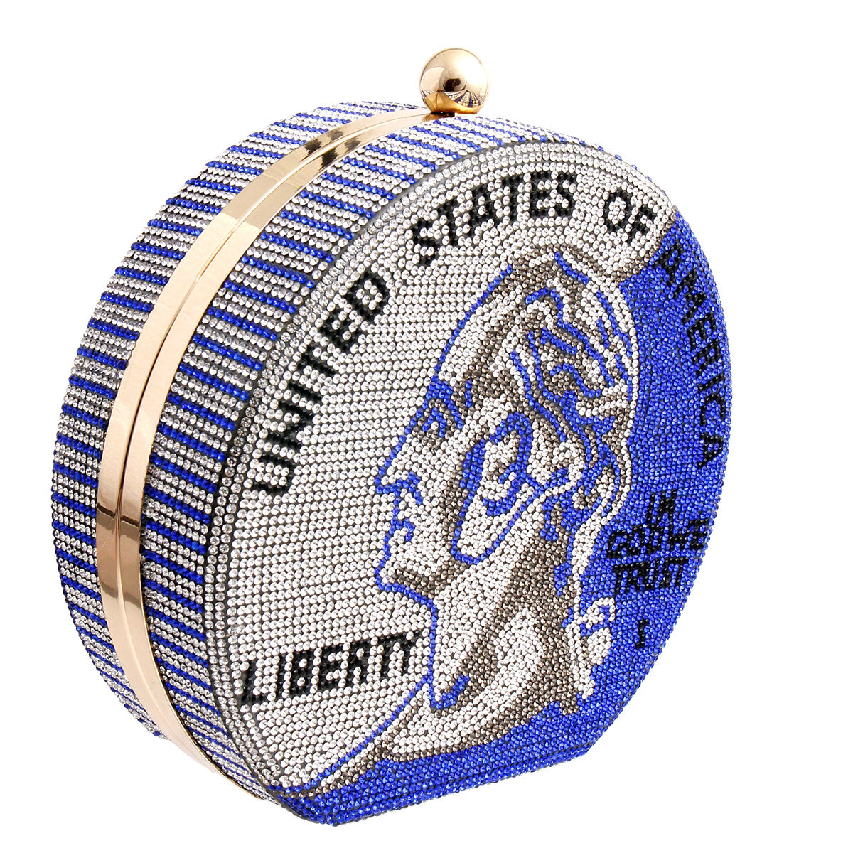 Blue Bling US Coin Luxury Clutch