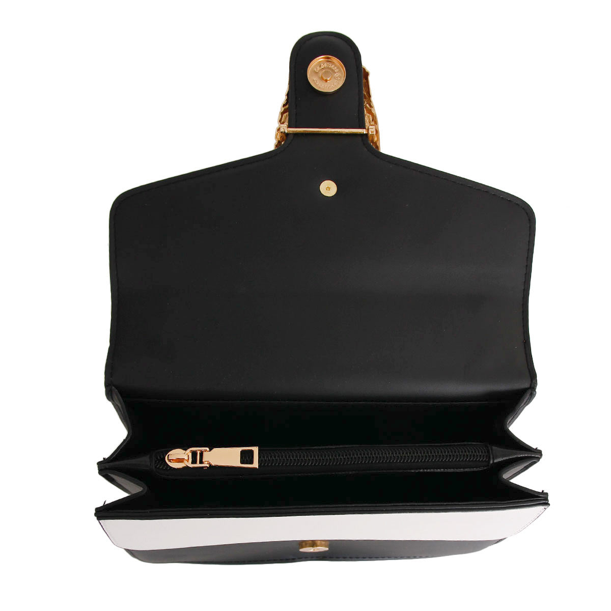 Black Shiny Croc Flap Shoulder Bag