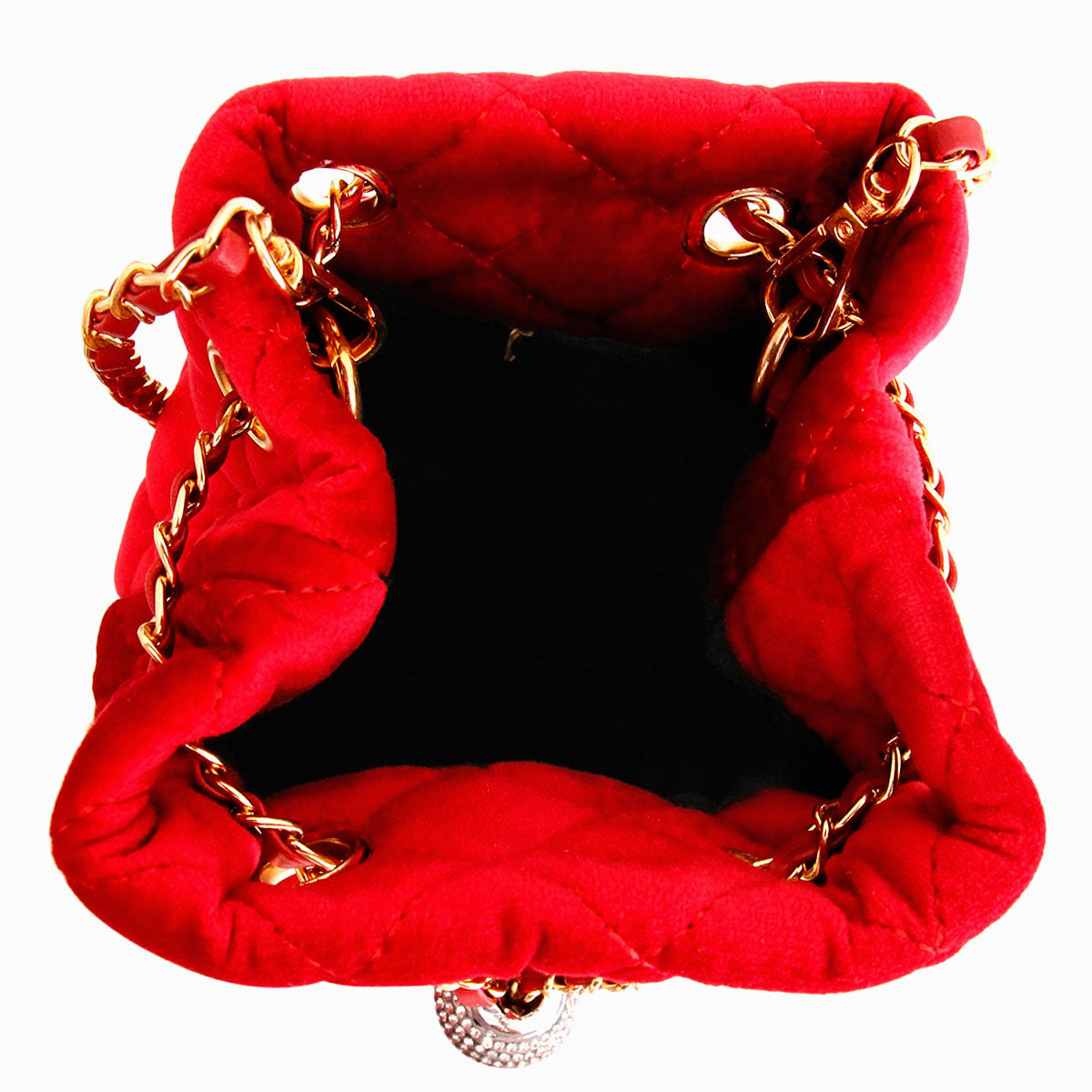 Red Diamond Velvet Bucket Bag