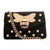 Black Designer Pearl Bee Flap Shoulder Bag