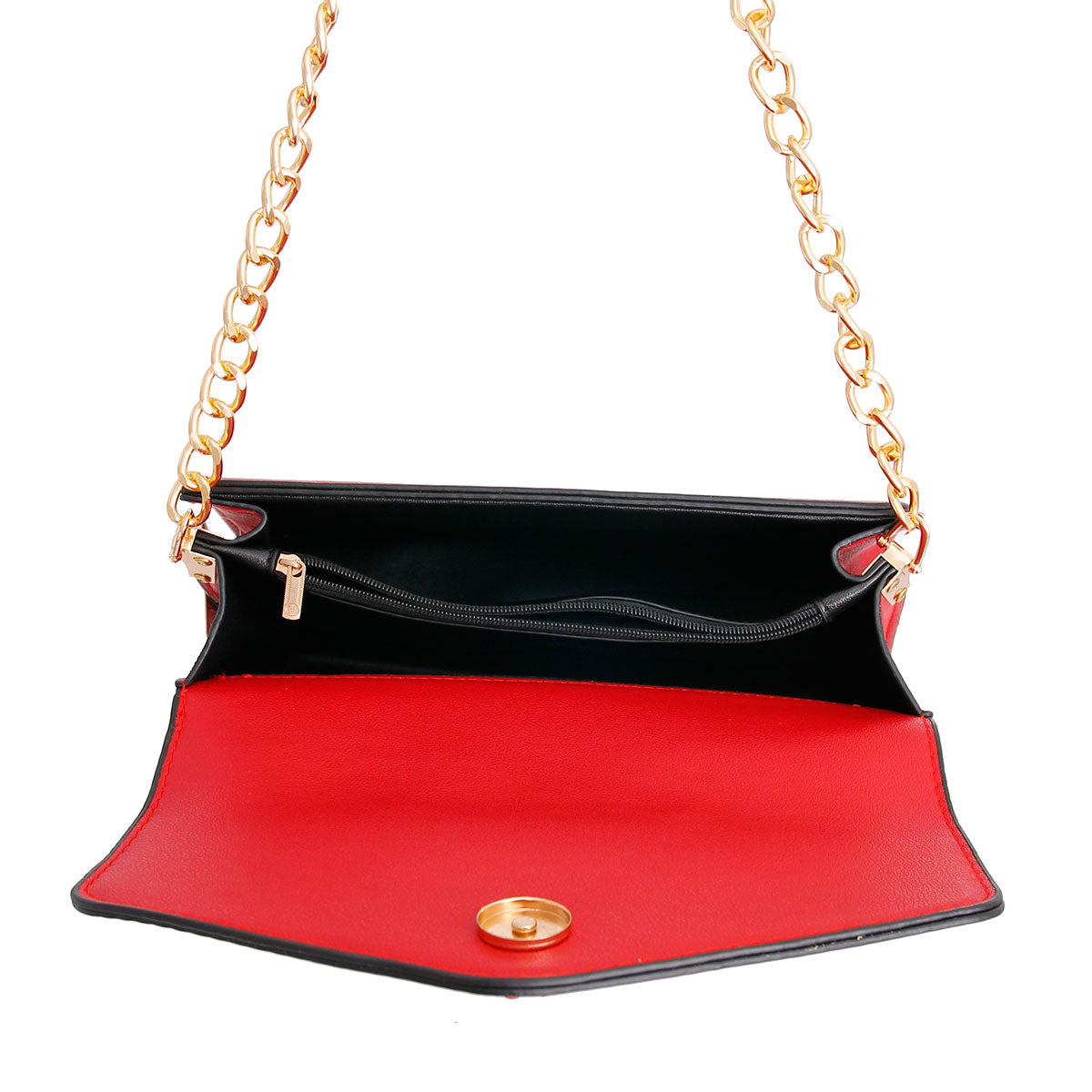 Red Designer Pearl Bee Flap Shoulder Bag