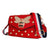 Red Designer Pearl Bee Flap Shoulder Bag