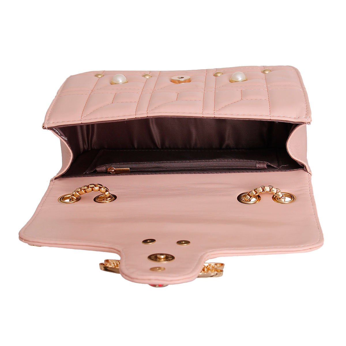 Pink Designer Pearl Bee Quilted Bag