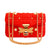 Red Designer Pearl Bee Quilted Bag