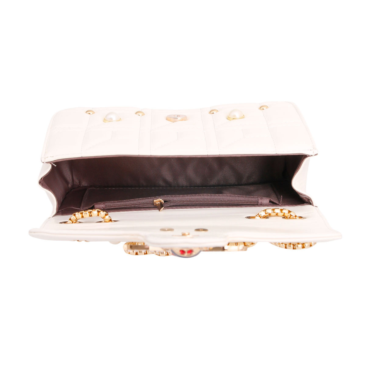 White Designer Pearl Bee Quilted Bag