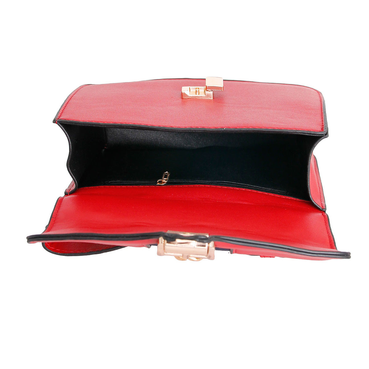Red Designer Stripe Ribbon Satchel