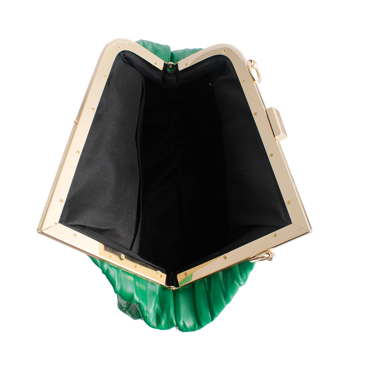 Green Ribbed Angled Frame Clutch
