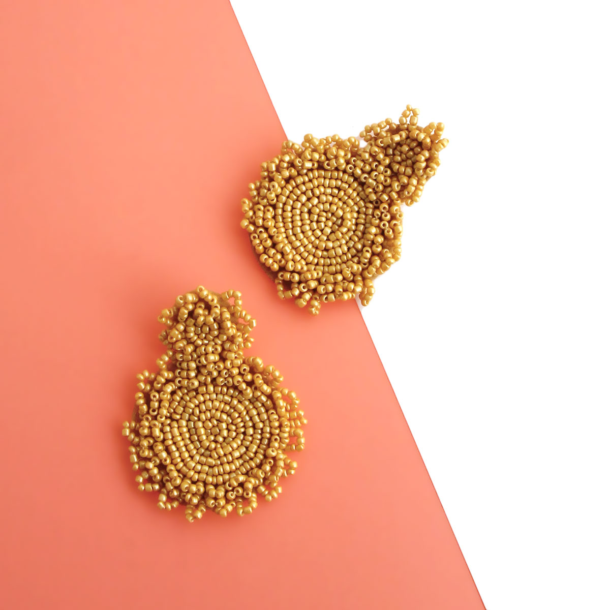 Natural Seed Bead Circle Post Earrings