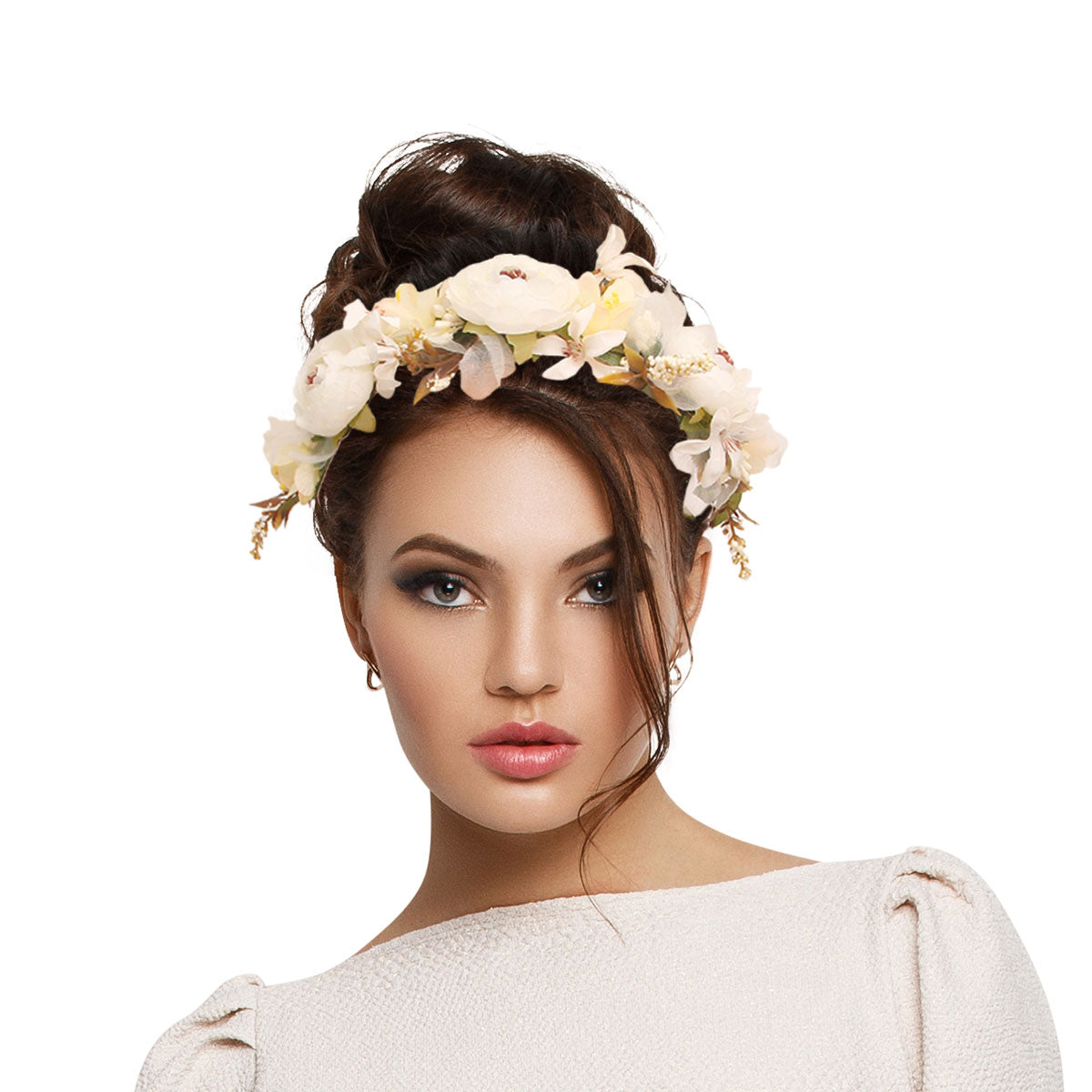 Cream Rose Flower Crown Headband