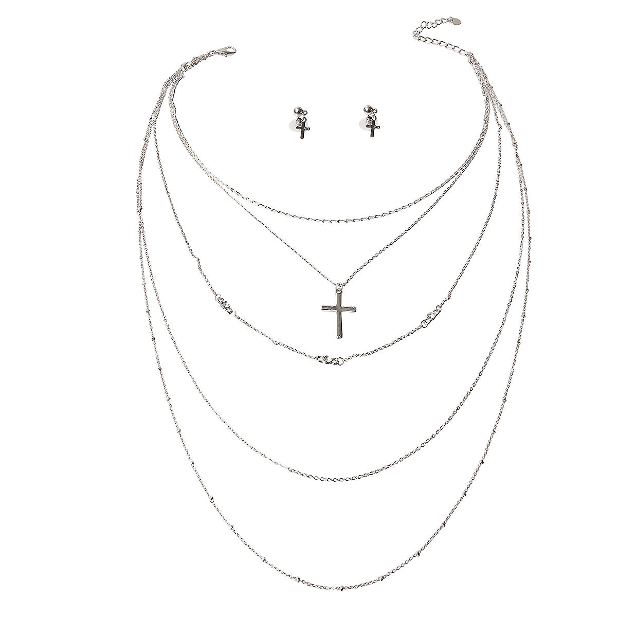 Cross Layered Necklace Set